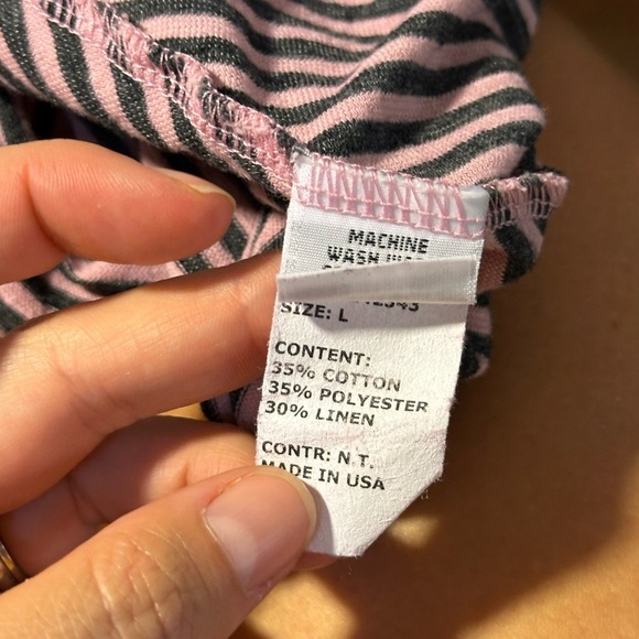 Cut loose size large pink gray striped sleeveless maxi dress linen cotton blend - Picture 6 of 8